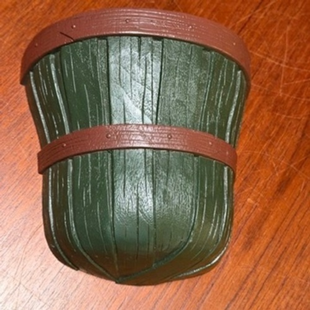 Vintage Green Faux Wood Half Barrel Wall Pocket Planter Made in USA Cottagecore